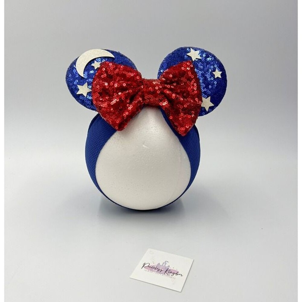 Sorcerer Baby Mouse Ears – Blue Star Ears with Red Sequin Bow